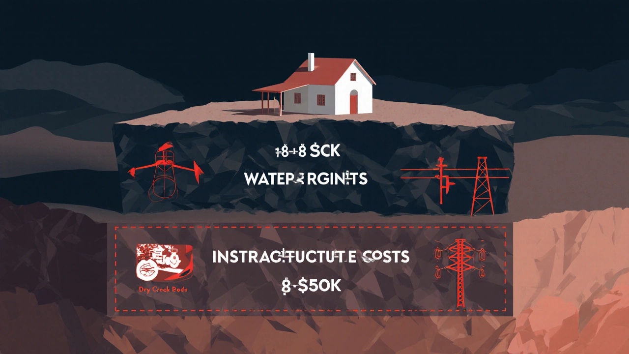 Layered diagram of land costs in Utah showing water rights and infrastructure expenses.