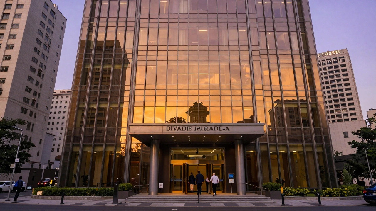Prime office building reflecting sunset, illustrating commercial real estate value.