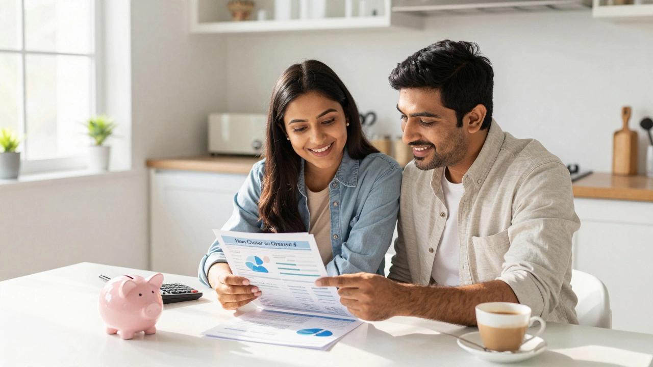 Couple planning finances and savings for future home ownership