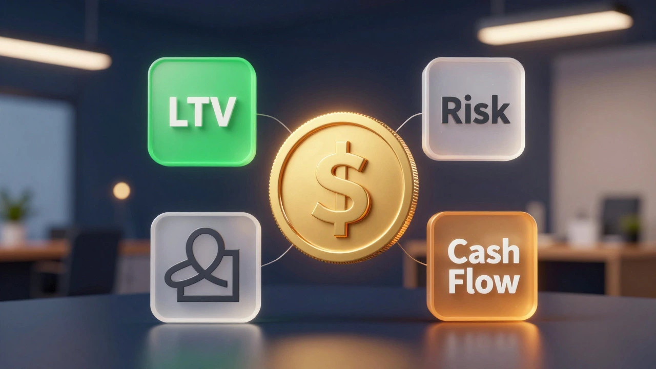 Abstract 3D visualization of loan factors like LTV and risk