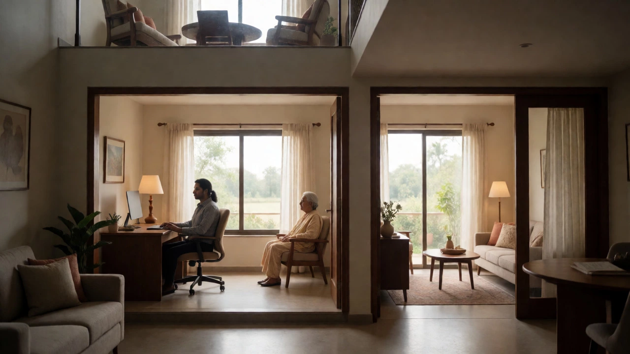 Multi-generational villa interior featuring a separate home office and independent guest suite.