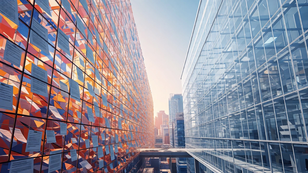Conceptual art contrasting Zillow's chaotic data with Redfin's structured brokerage